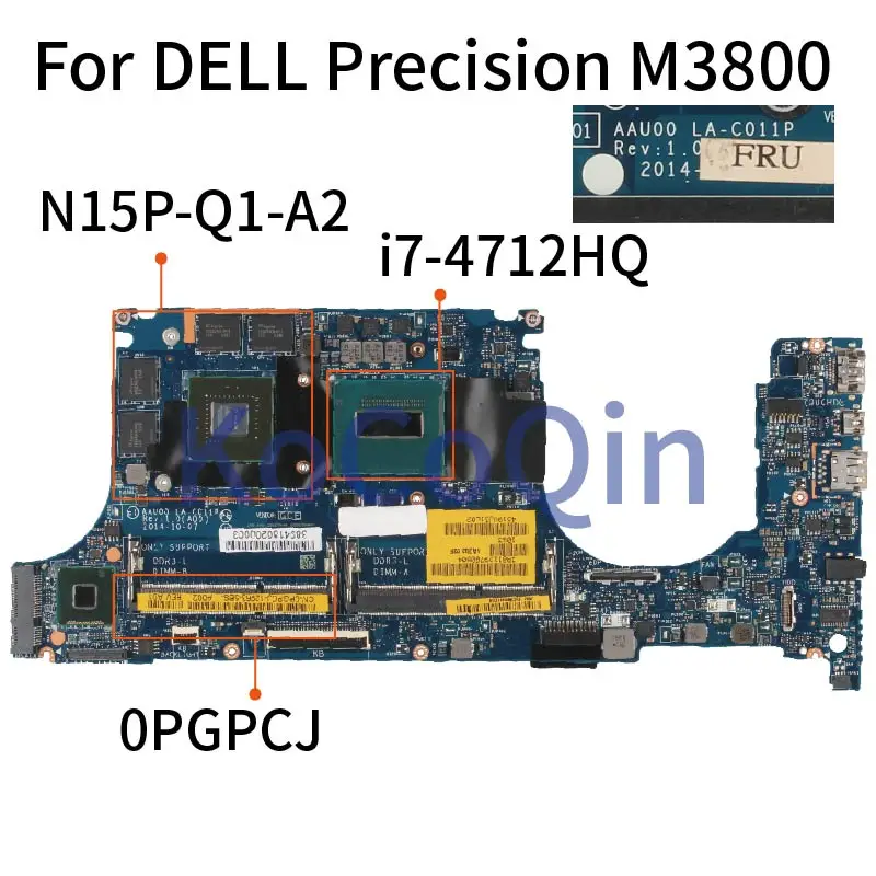 Материнская плата KoCoQin для ноутбука DELL Precision M3800 материнская SR1PZ i7 4712HQ PGPCJ DDR3L