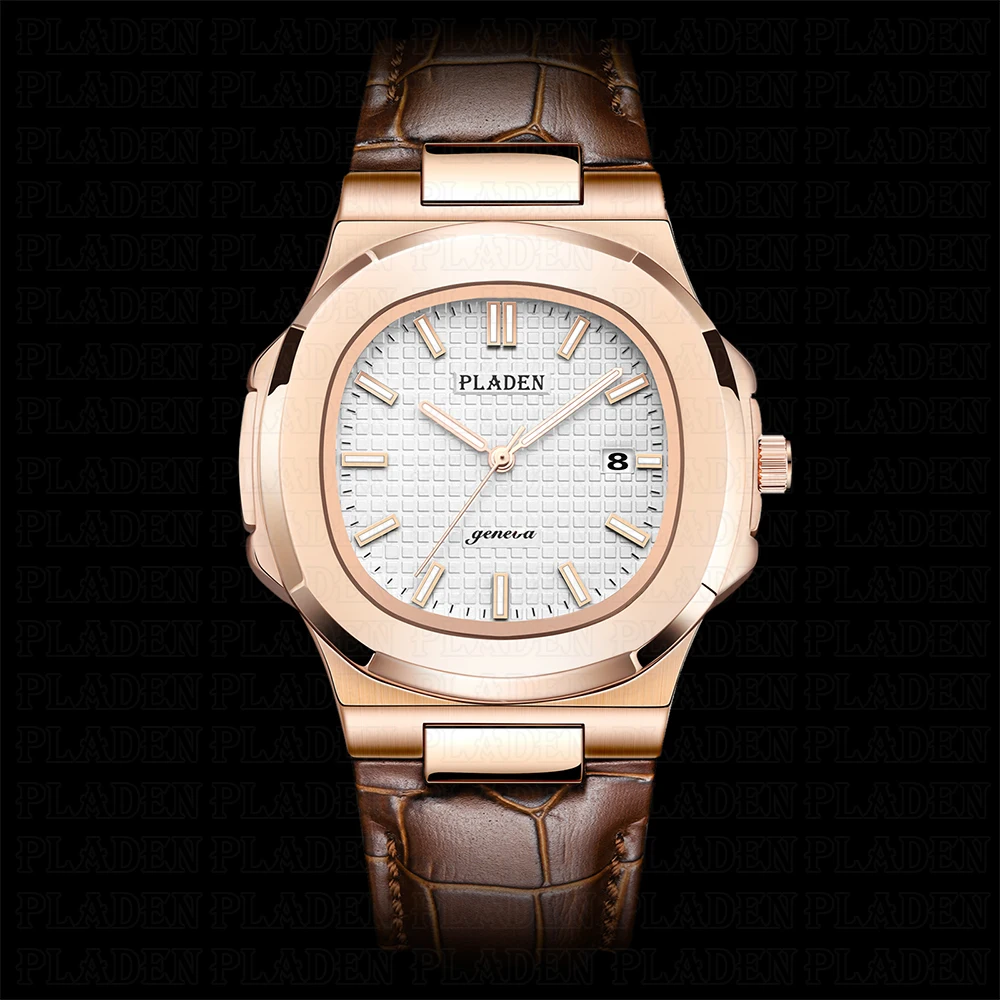 PLADEN Relogio Masculino Dourado 316L чехол из нержавеющей стали часы из розового золота Мужские часы для плавания Geneva модные мужские часы# PL1003