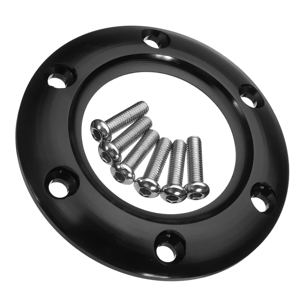 Universal Car 6 Bolts 70mm Steering Wheel Horn Center Ring Black