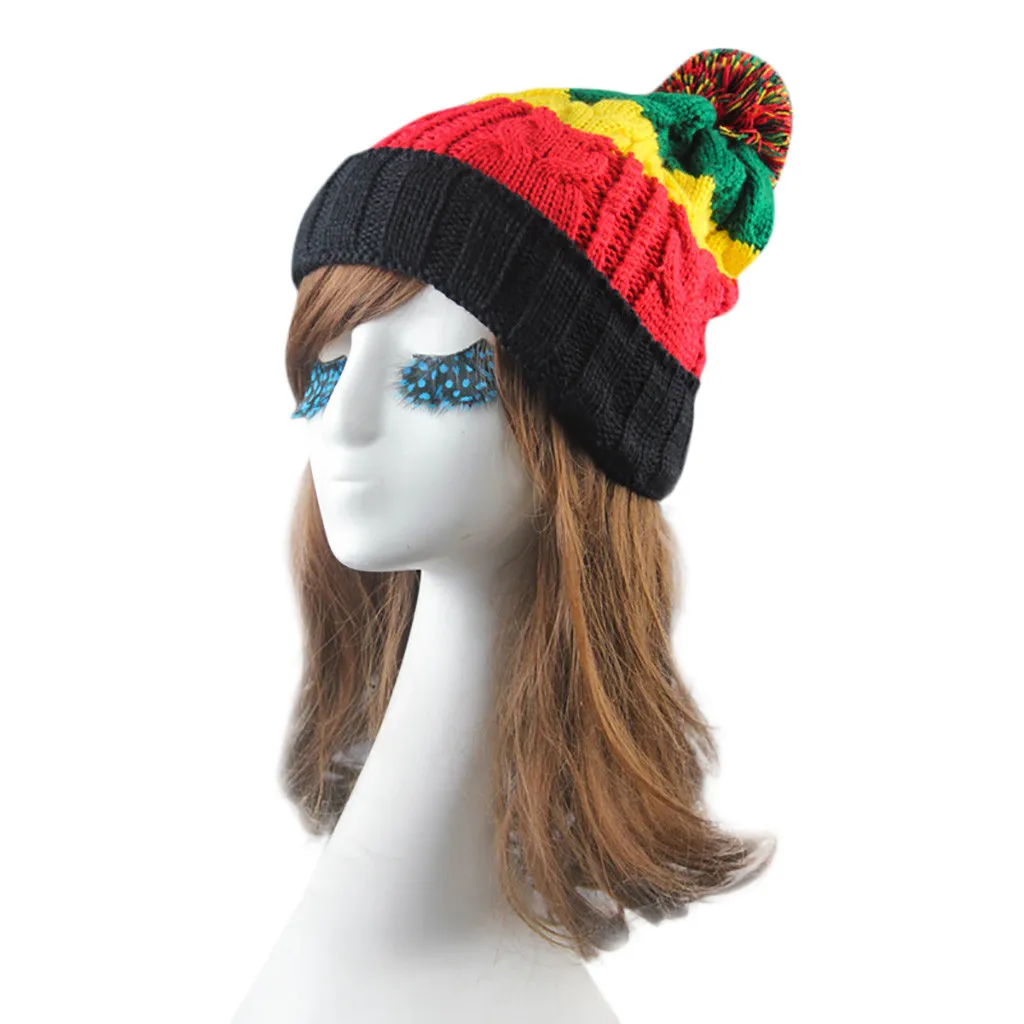 Женская Мужская зимняя шапка шапочка с помпоном бини собачка כבrainbow Rainbow Knit