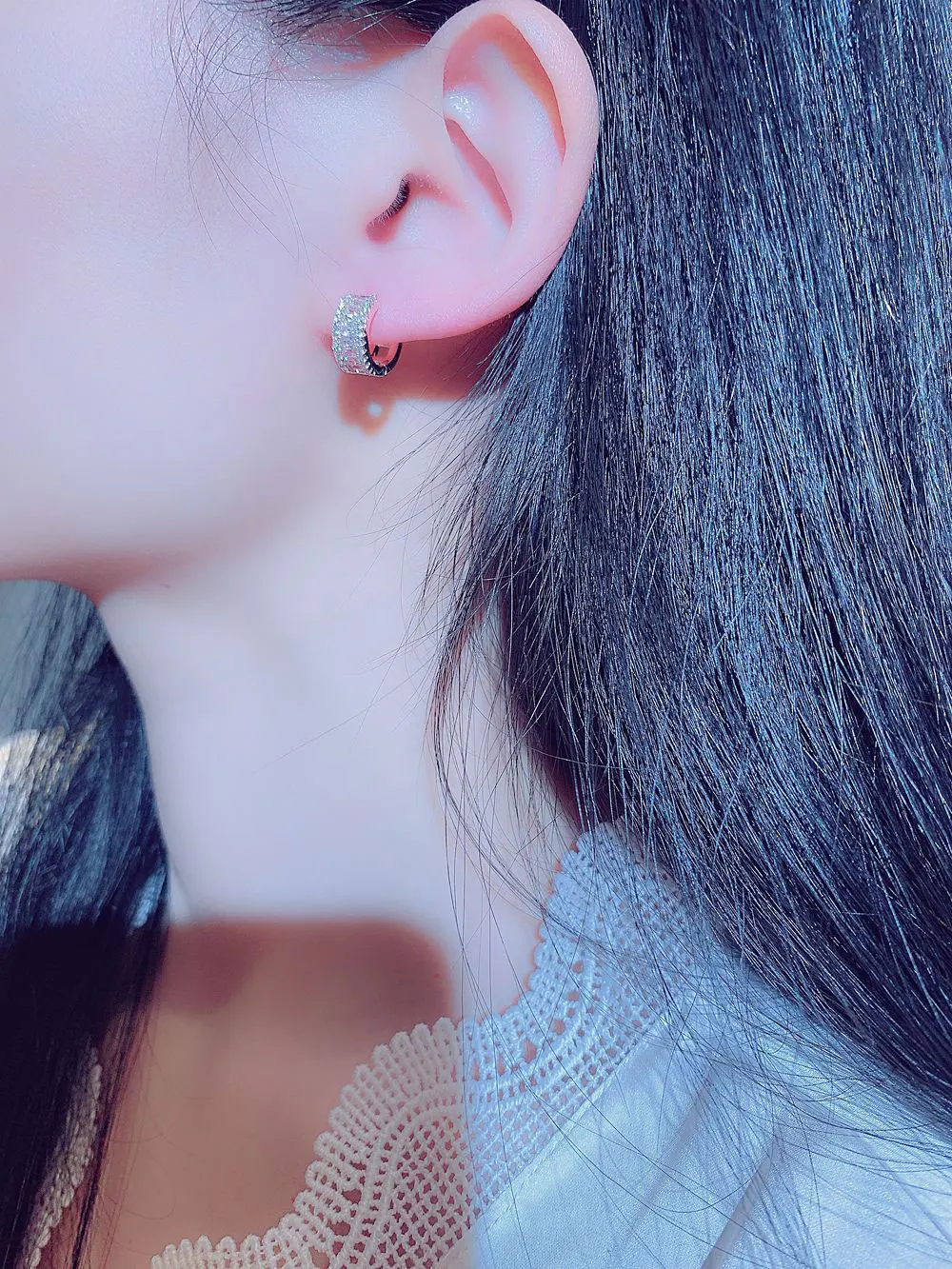 Studded Earrings Round Super Micro Inlaid Rhinestone Temperament Women Wedding Pendant Jewelry