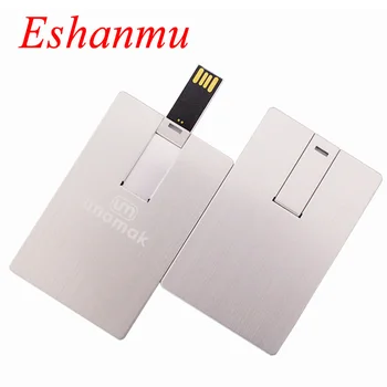 

2020 New Eshanmu Customized Aluminum business Card Usb Flash Drive Memory Stick 16GB With Plastic Box Free Shipment