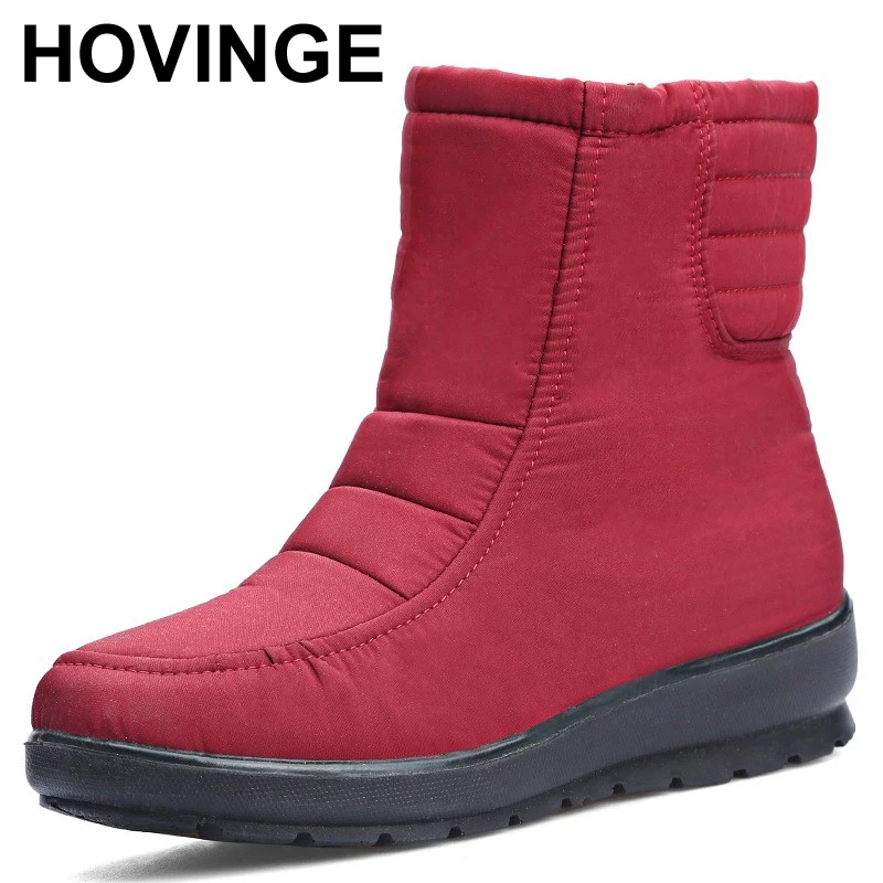 HOVINGE New Winter Boots Female Fashion snow boots Women Plush Insole antislip waterproof plus size ankle | Обувь