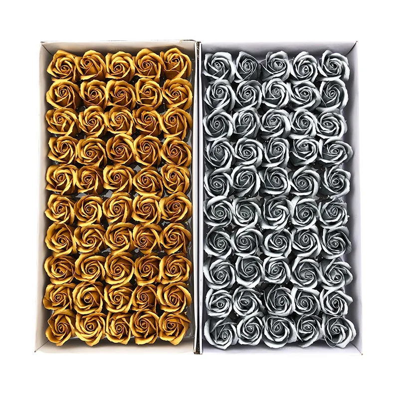 50Pcs/Set Dia 5cm Bath Body Flower Floral Soap Rose Flower Head Artificial Flowers Home