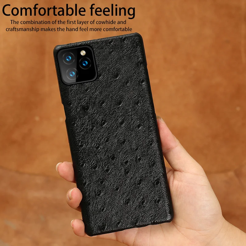 LANGSIDI Твердый чехол из натуральной кожи для iphone 11 pro max 6,5 Страусиная зернистая задняя крышка Fundas для iphone 11 чехол xr xs max 7 8