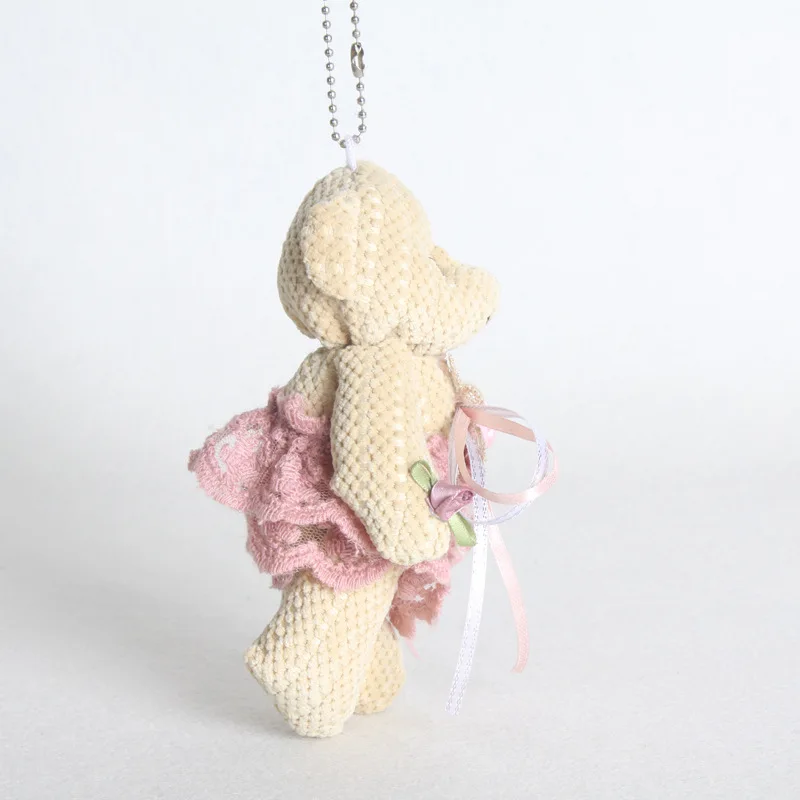 New Floral Lace Teddy Bear Plush Toys Small Jointed Bear Dolls Super Cute Soft Pineapple Bear Key Bag Pendant Toy 10pcslot 16cm (2)