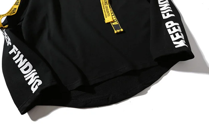 Мужская футболка в стиле хип-хоп с длинными рукавами и принтом с лентой на спине, модные топы в японском стиле, футболки Харадзюку, толстовки в стиле "SWAG" T017