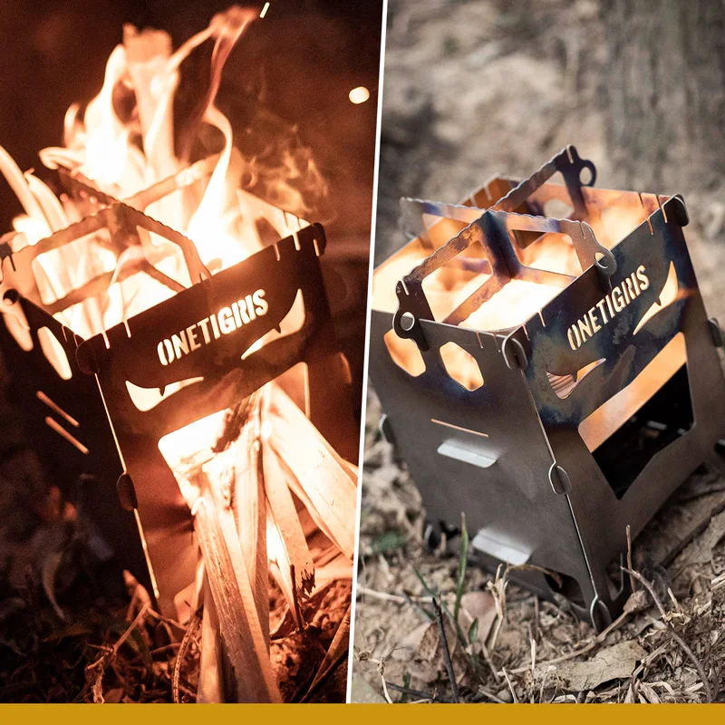 OneTigris Titanium Firewood Stove Wood Burning Stove ROCUBOID Splicing EVIL  EYES Portable Camping Furnace Picnic Cooking - AliExpress