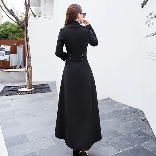 Plus Size 3XL Super Long Wool Coat Women Manteau Femme Elegant Winter Coat Women Lapel Warm Outerwear Women Parka DA450