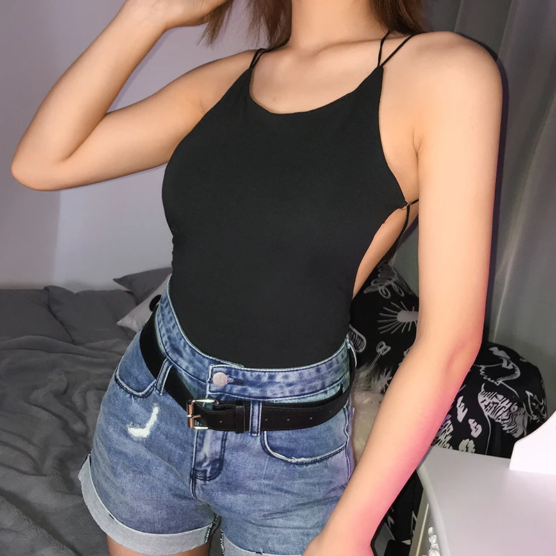 2020 careful machine design straps beauty back one-piece shirt female beach camisole sexy bottoming shirt