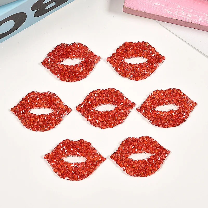 

Fashion Lips Red Bling Diamond Hot-Fix Rhinestones Flatback Diy Path of Transfer Use for Clothes Cell Phone Case Decoration G