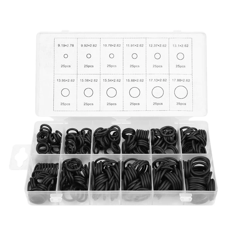 300Pcs/Set 12 SizesTap Washer Kit Holdtite Jumper Valves O Ring EC Body Washers Seals 9.19-17.88mm Black Oring | Обустройство дома