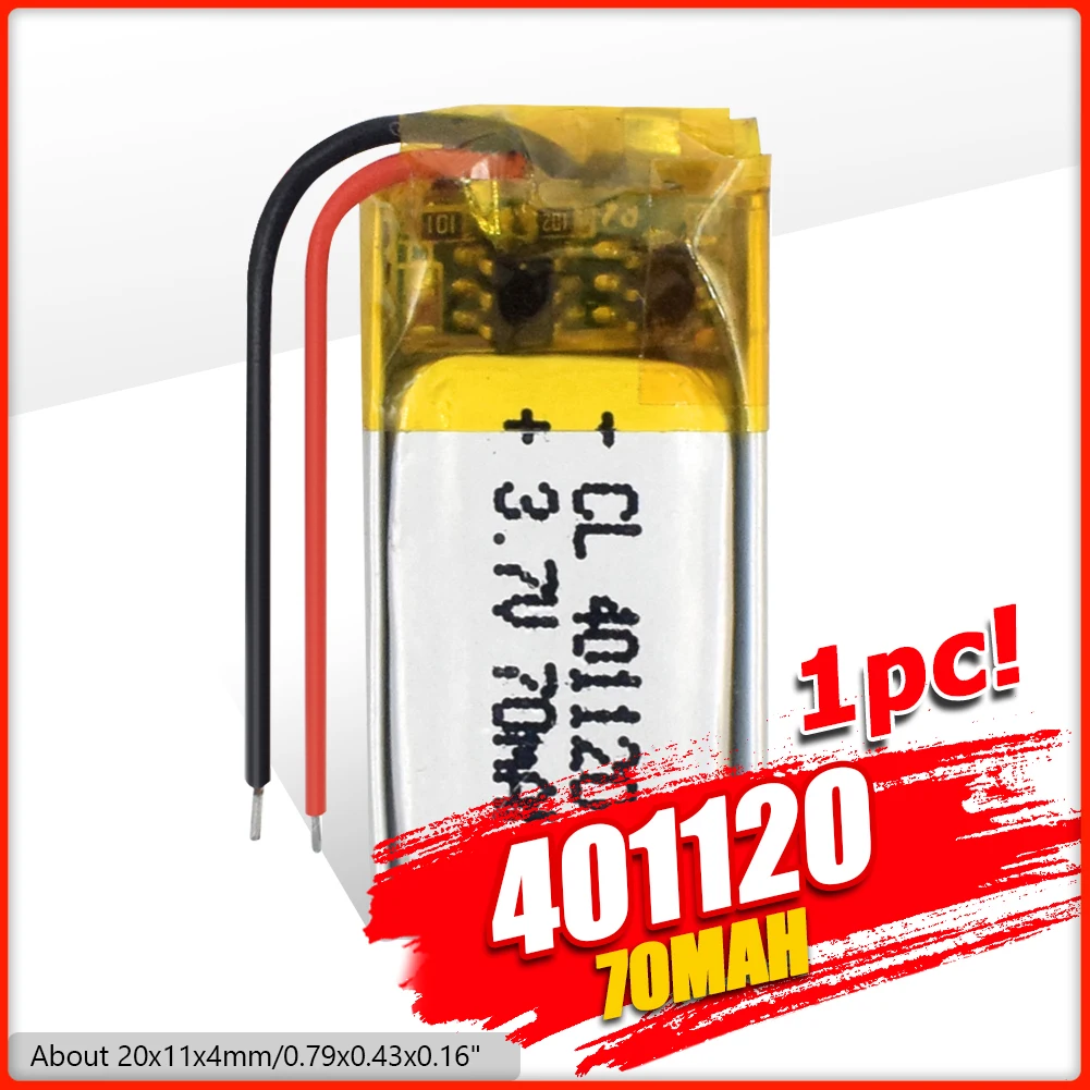 YCDC 1/2/4 шт. Перезаряжаемые 401120 литий Батарея 3 7 V 70 мА ч для MP3 MP4 Bluetooth селфи палки
