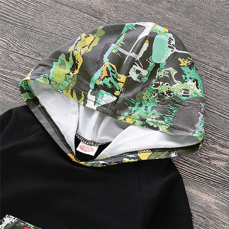 Telotuny Children Clothing Cotton Kids Boys Sweatshirts Toddler Baby Boys Long Sleeve Print Hoodie Tops Pants Outfits Sets