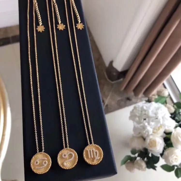 S925 Серебряная звезда знак зодиака 12 Созвездие ожерелье s& ожерелье с подвесками для женщин известная подвеска в виде звезды bijoux femme