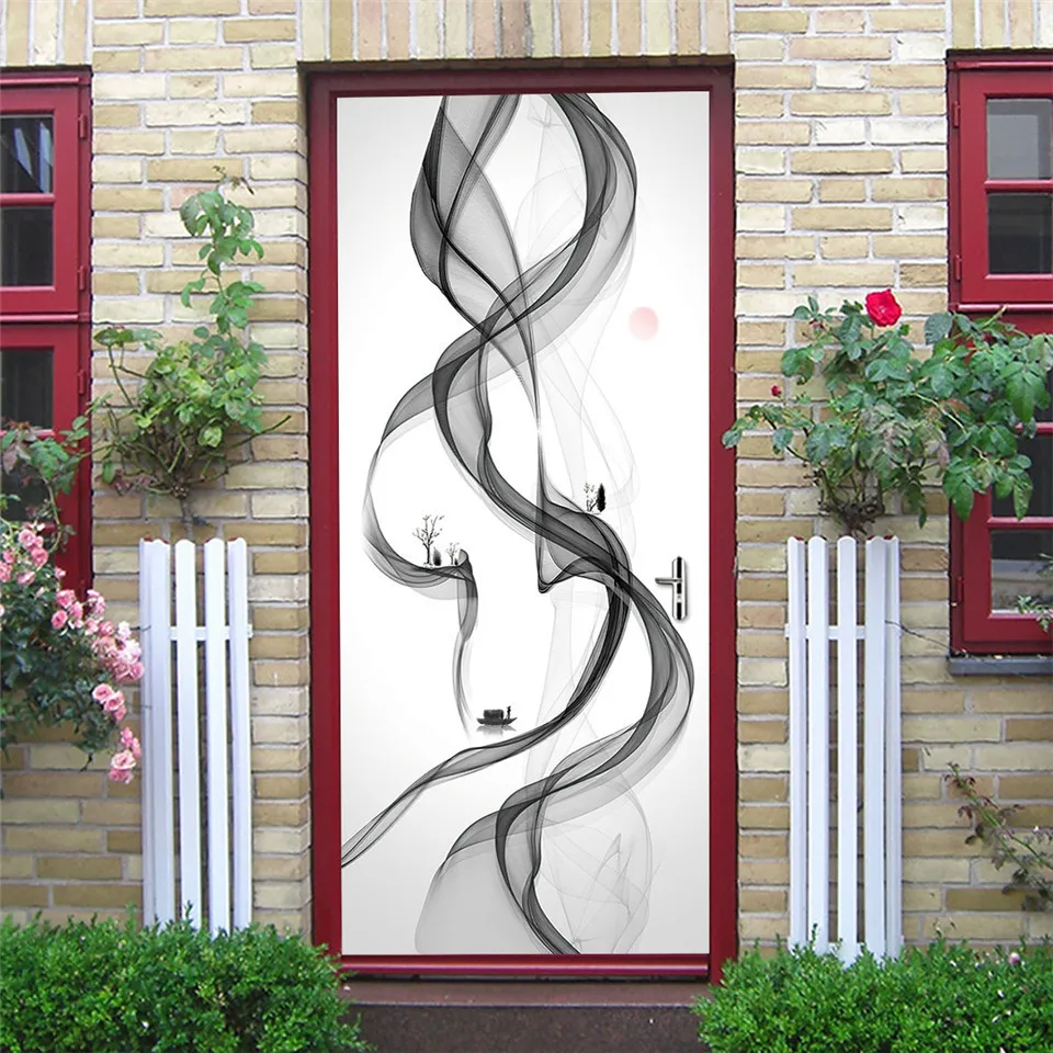 Деревянные наклейки s на двери, самоклеющиеся обои, домашний декор, виниловый водонепроницаемый плакат, настенные наклейки, домашний декор, deur, наклейка - Цвет: DZMT171