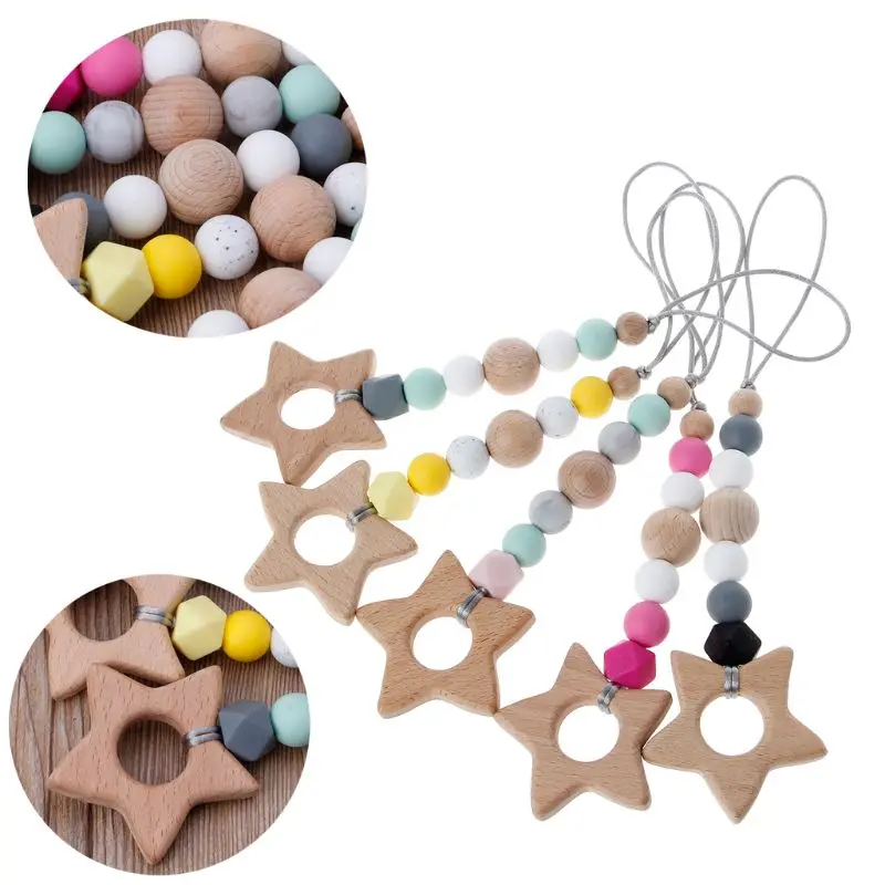 

Baby Nursing Rattle Teether Natural Chewable Rings DIY Pendant Baby Play Gym Montessori Toys Shower Gift For Teething