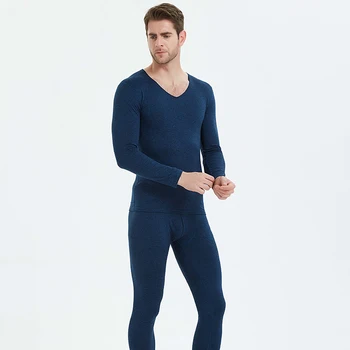 

Navy Blue Long Johns For Men Full Sleeve Thicken Thermal Underwear Autumn Winter Warm Set Large Size 3XL 4XL Thermo Lingerie