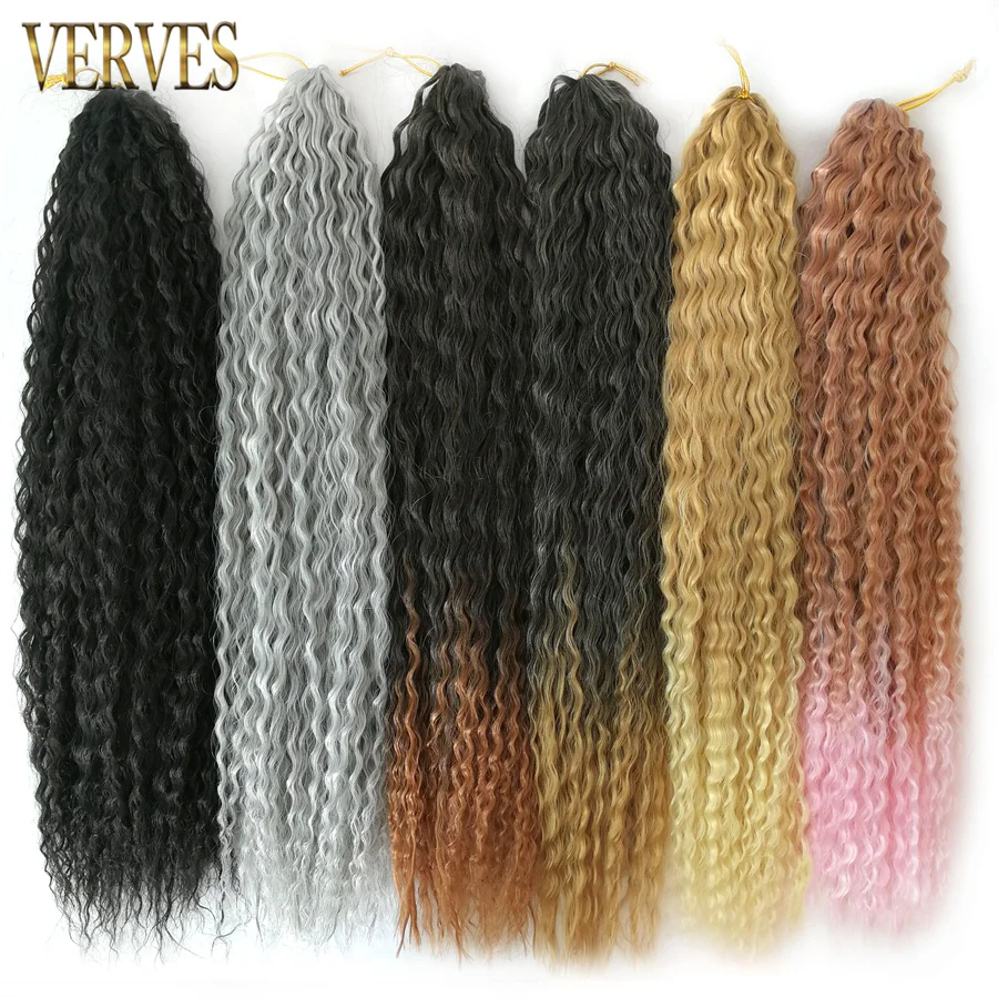 VERVES Синтетические длинные волнистые волосы для вязания крючком богиня плетеные
