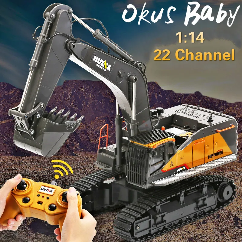 Big Size 1:14 1592 RC Alloy Excavator 22CH Big RC Trucks Simulation Excavator Remote Control Vehicle Toy for Boys Gift