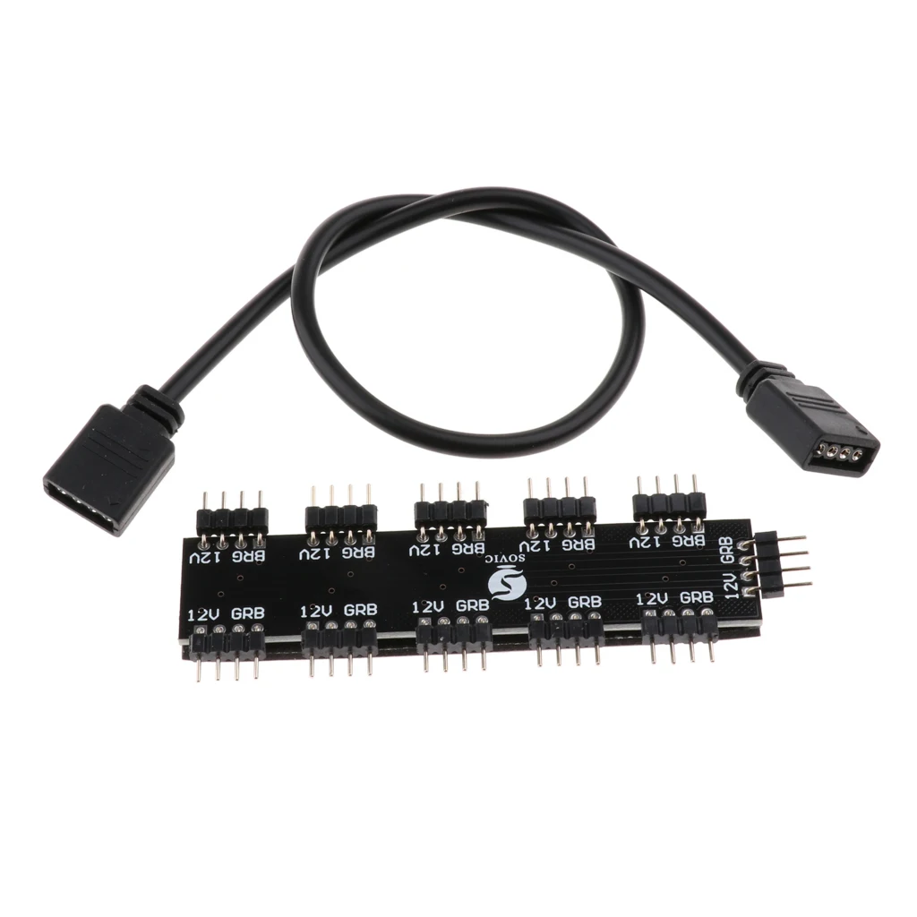 Durable Aluminum 1 to8 Channel Hub IDE Interface Power Splitter For 12V 4Pin Fan