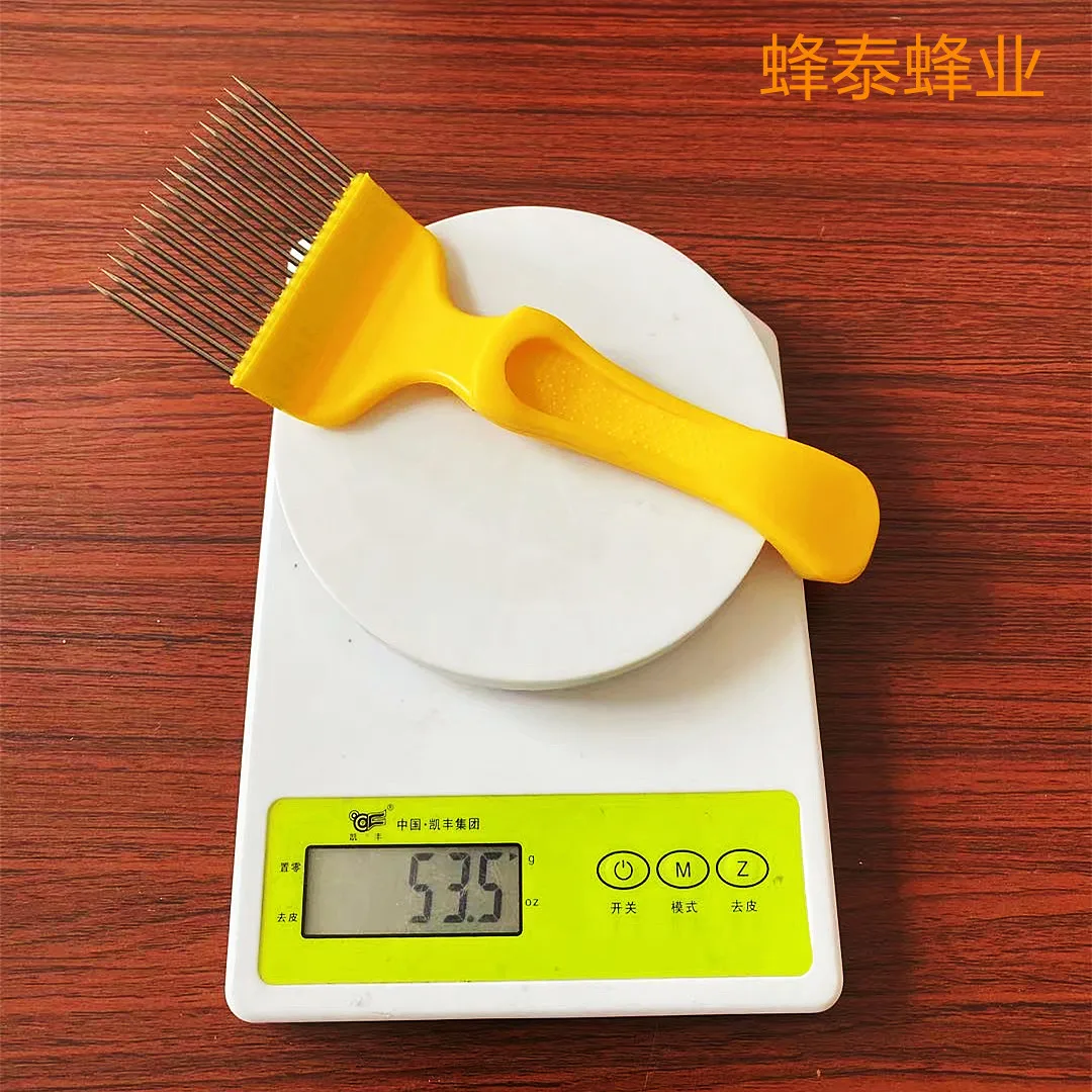 5PCS yellow 18-pin stainless steel plastic honey fork honey shovel scraper needle cut cutter shovel beekeeping tool