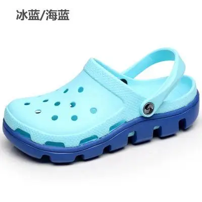 Оригинальные садовые Вьетнамки; быстросохнущая водонепроницаемая обувь; женские и мужские прозрачные спортивные летние пляжные шлепанцы; уличные сандалии; обувь на платформе - Цвет: Синий