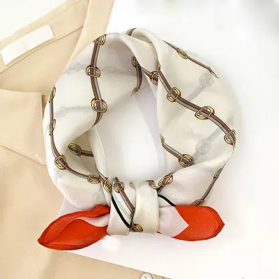 100% Pure Silk Square Scarf Women Dot Print Neckerchief Bandana