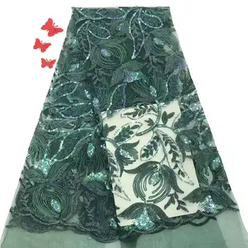 

Purple High Quality African Lace Fabric Net 2019 French Lace Fabric Tulle With Sequin Gold Nigerian Lace Fabric For Wedding