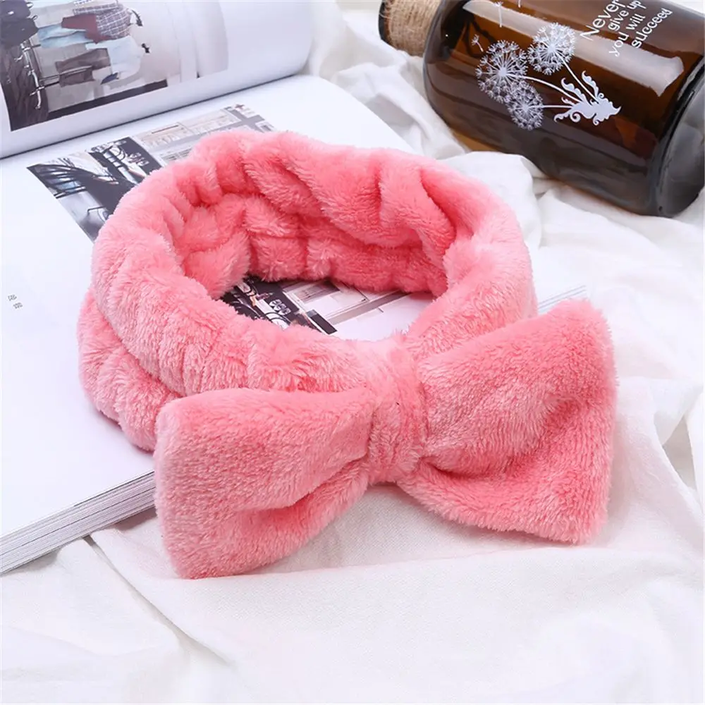 12 color Coral Fleece Hairbow Cross Headband For Wash Face Makeup Lady Bath Cosmetic Hairband Elastic Soft Turban Headwear wide headbands for women