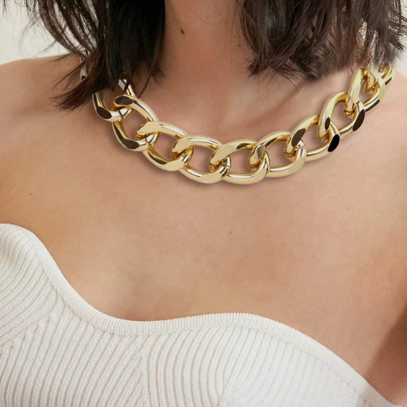 17KM Fashion Star Lock Pendant Necklace for Women Vintage Thick Chunky Chain Choker Multilayer Coin Necklaces Jewelry Gifts