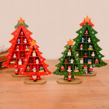 

Xmas Decorations Wooden Christmas Tree Creative Scene Layout t Decoration Three-dimensional Red Xmas Table Desktop Decoration