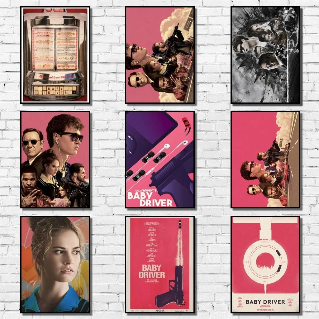 

Baby Driver Movie Whitepaper Poster Abstract Art Painting Funny Wall Sticker for Coffee House Bar
