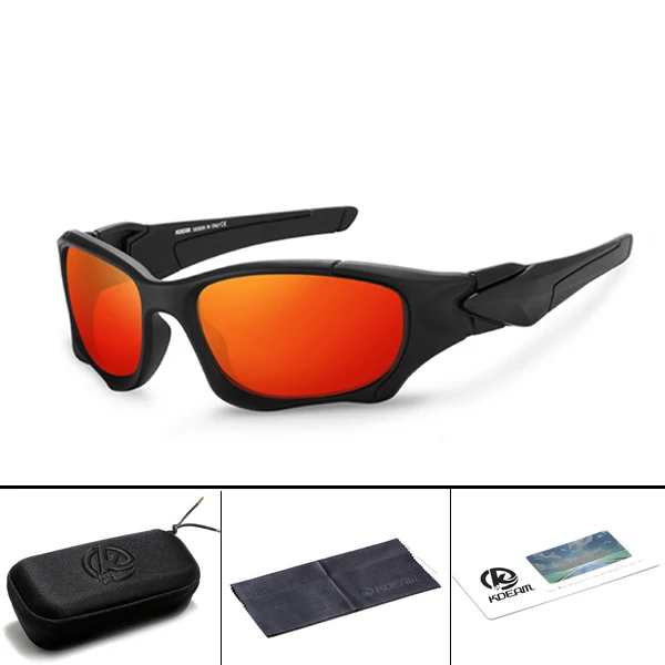 KDEAM Брендовые спортивные поляризованные солнцезащитные очки для мужчин, кривая режущая оправа, антистрессовые линзы, солнцезащитные очки, УФ очки для путешествия M13 - Цвет линз: C4 Red Mirror