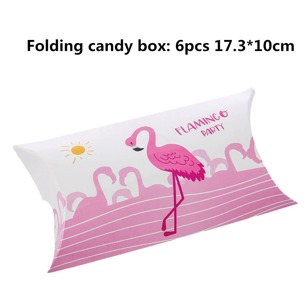 Candy box 6PCS Одноразовая посуда для вечеринки в честь Дня рождения с фламинго, бумажная тарелка, чашка, флаг, баннер, салфетка для детского душа, вечерние принадлежности для украшения фламинго, Q - Цвет: Candy box 6PCS