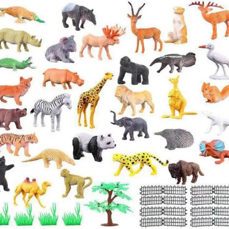 53Pcs/set Animal Toy Simulation Mini Jungle Dinosaur Wildlife Model Wild Zoo Plastic Collection Kids Model Action Character Toy 2