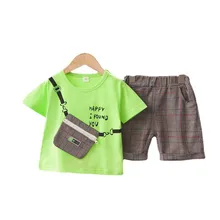 T shirt et short en coton pour enfants, vêtements d'été à la mode, pour garçons et filles, 2 pièces/ensembles 