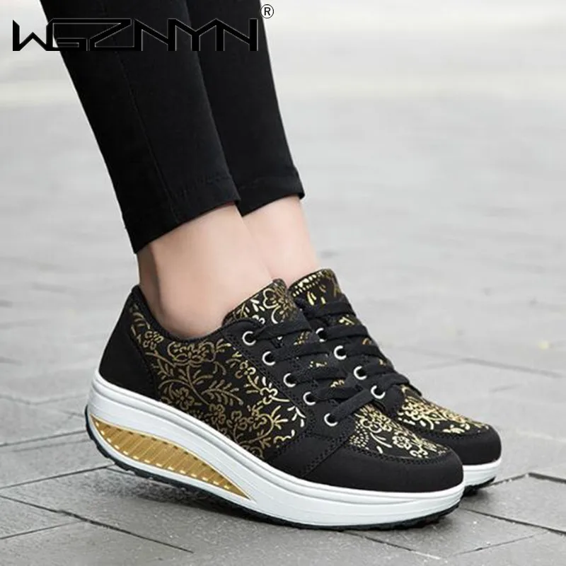 Rocking-Shoes Wedge-Sneakers Platform Fashion Women Height Woman Waterproof Increasing