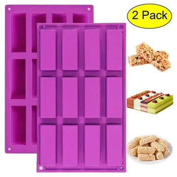 

12 Cavity Medium Silicone Rectangle Molds Silicone Cake Mold for Caramel Bread Loaf Muffin Brownie Mold Cake Decoration Tools