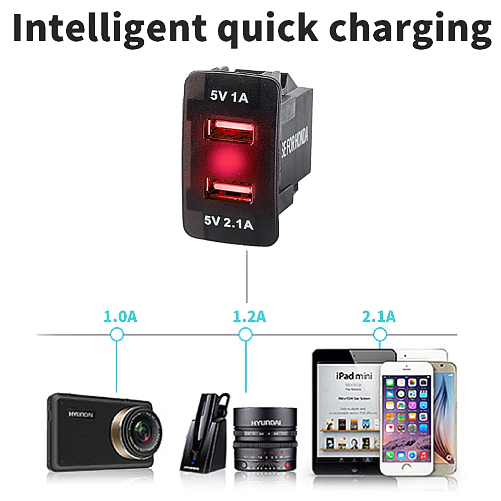 Автомобильное зарядное устройство с двумя USB портами розетка для 12 В/24 В а