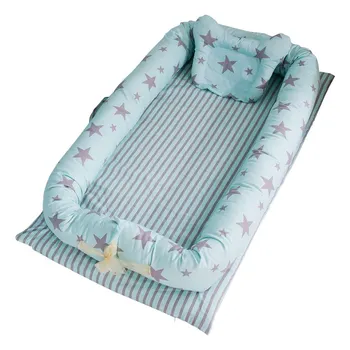 

Baby Lounger Portable Infant Crib for Bed Co-Sleeping Bassinet Cradles Lounger Newborn Sleeper 100% Cotton Super Soft