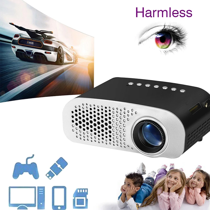  GP802A LED Mini Projector Full HD 1080P USB TF AV Media Player Home Cinema LCD Home Theater Portabl