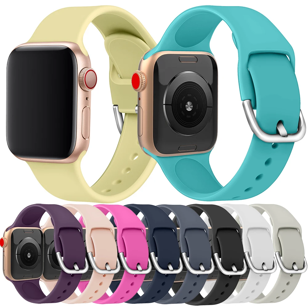 High Quality Silicone Band For Apple Watch Series 6 SE 5 4 3 2 1 38 40 42 44mm Smart Wrist Strap Replacement Iwatch | Электроника