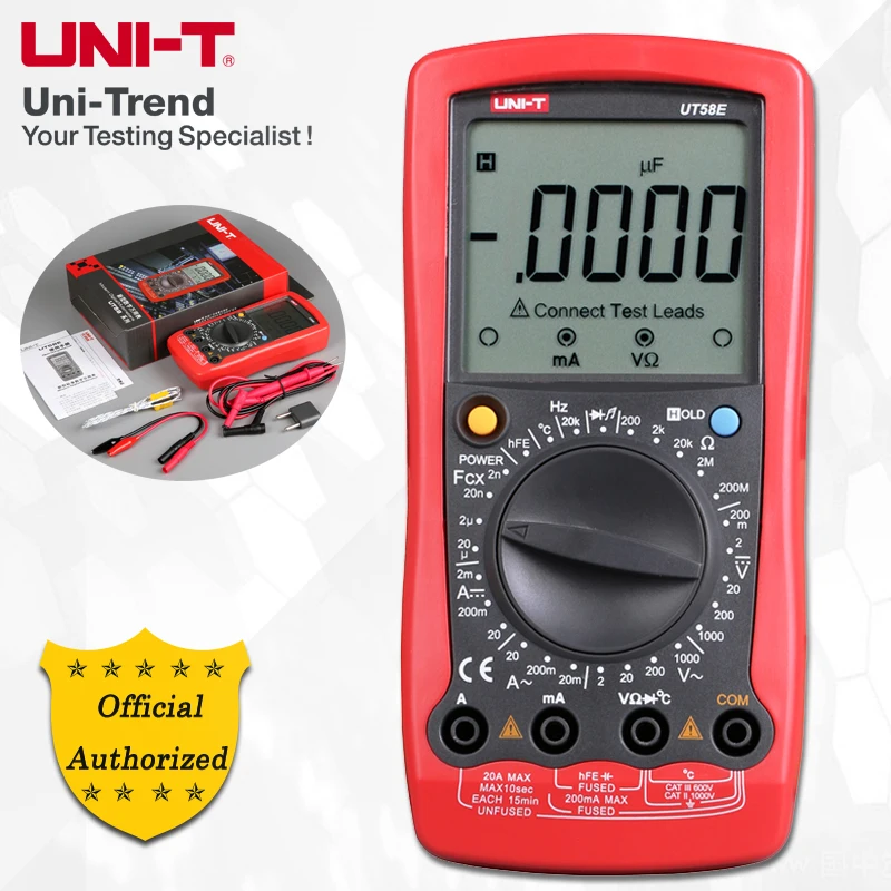 

UNI-T UT58A/UT58B/UT58D/UT58C/UT58E Manual Range General Digital Multimeter Resistance/Capacitance/Frequency/Temperature Tester