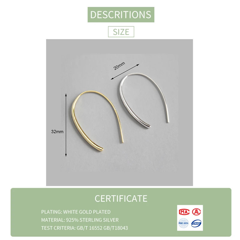 VIVILADY, минималистичный стиль, u-образная форма, Sterling-925silver-jewelry, женские серьги-кольца, трендовые, неправильные, OL, Женские Ювелирные изделия, Brincos