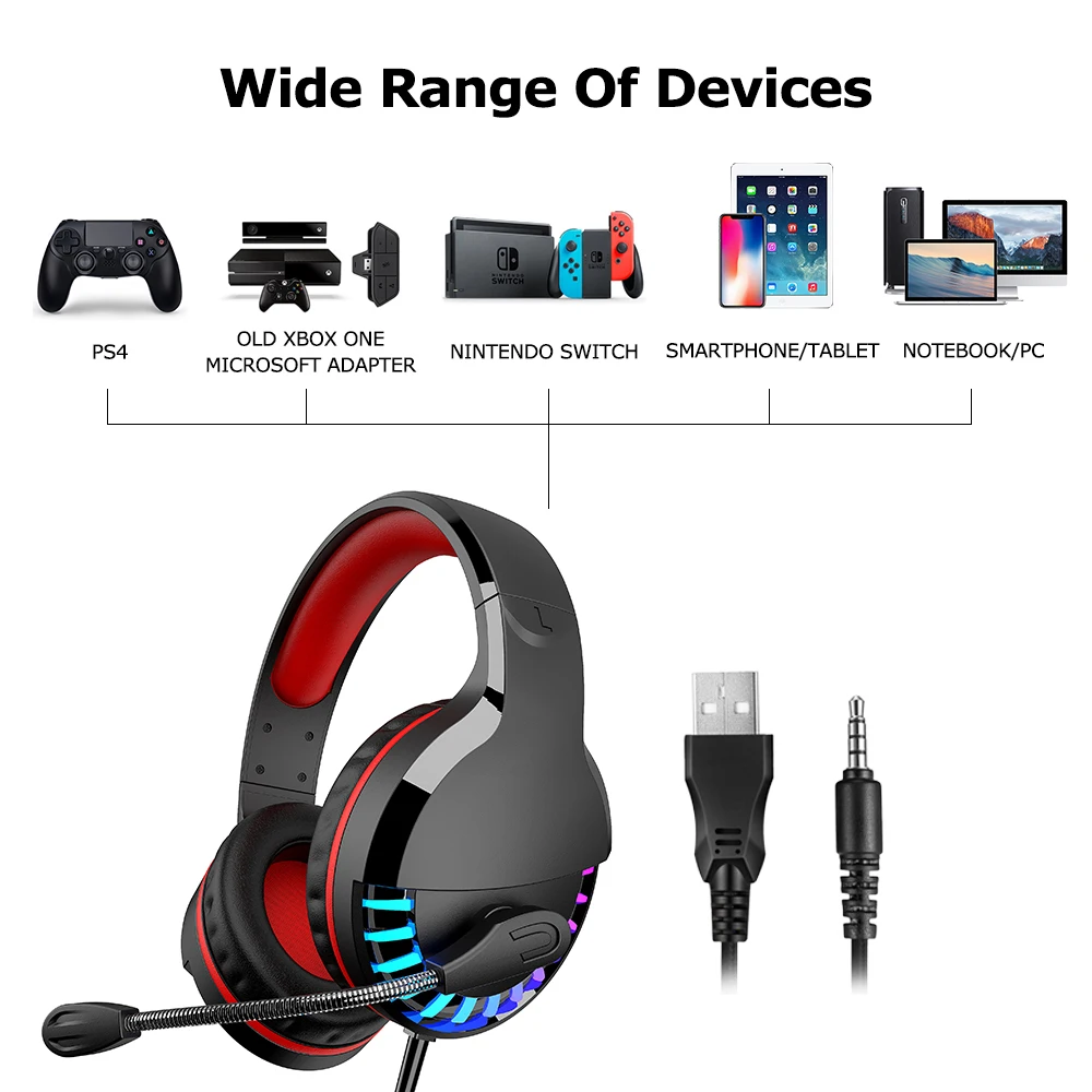 M18 PS4 Gaming Headphones 4D Stereo Earphones Headset with Reduction Microphone for New Xbox One Laptop Computer Tablet Gamer