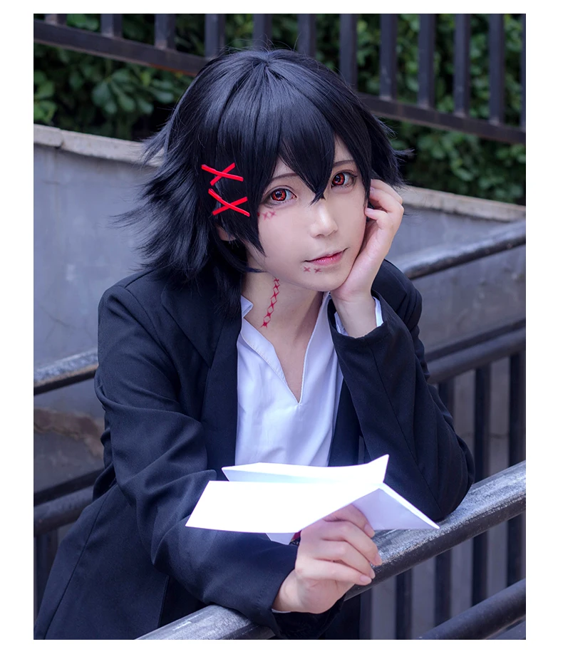 コスプレウィッグ 黒 耐熱性 アニメ東京喰種トーキョグール Re Juzo Suzuya Juuzou 4つの赤いヘアピン 送料無料 Aliexpress