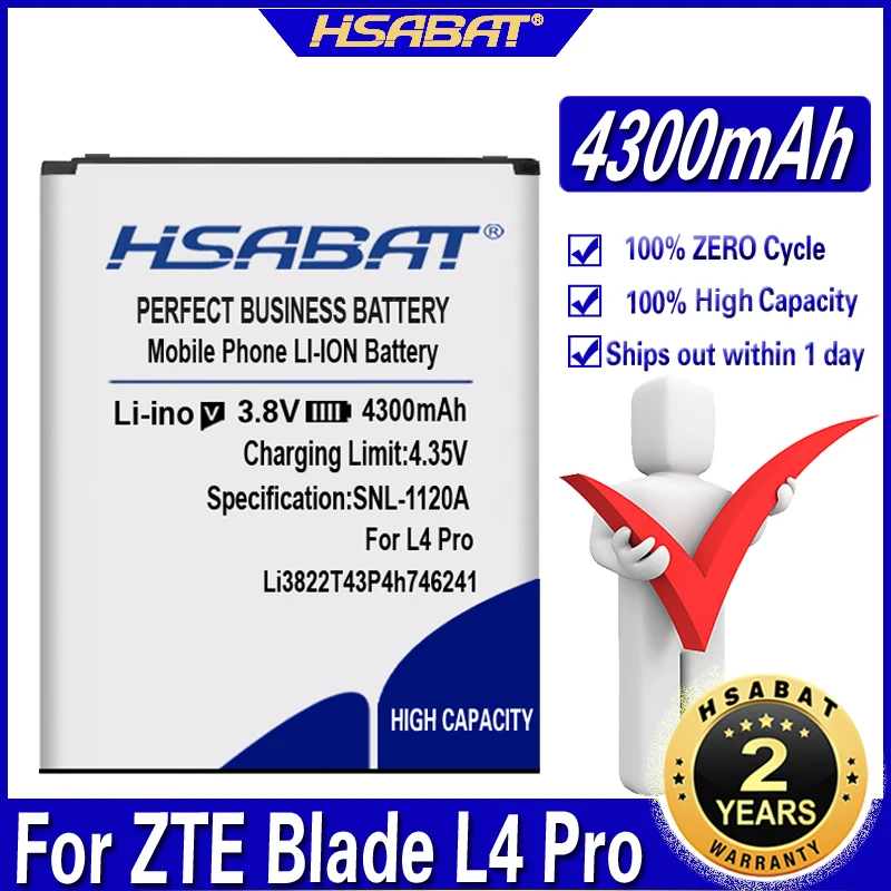 Аккумулятор HSABAT 4300 мАч Li3822T43P4h746241 для ZTE Blade L4 Pro / TWM Amazing X3s аккумулятор + номер