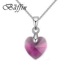 Amethyst BAFFIN мини-ожерелье в форме сердца, подвеска с кристаллами Swarovski для женщин и девочек, подарок, серебряная цепочка, Детские ювелирные украшения - Окраска металла: Amethyst