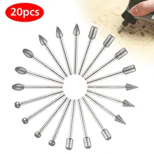 Jeu de fraises à bois en titane HSS, pour fraisage rotatif Dremel, sculpture sur bois, couteau sculpté, outils, accessoires, 20 pièces
